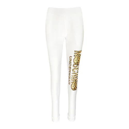 Moschino , Leopard Logo Track Pants ,White female, Sizes: