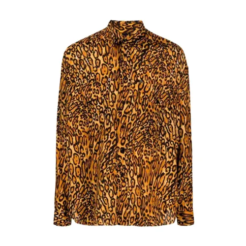 Moschino , Leopard Print Classic Shirt ,Brown male, Sizes: