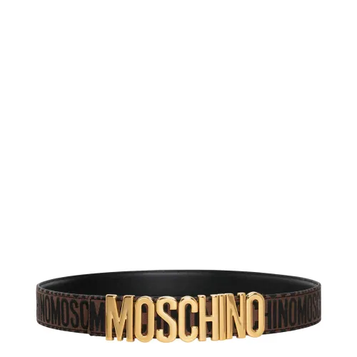 Moschino , Logo Belt with Adjustable Buckle ,Brown male, Sizes: