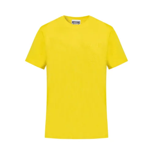 Moschino , Logo Graphic Cotton T-shirt ,Yellow male, Sizes: