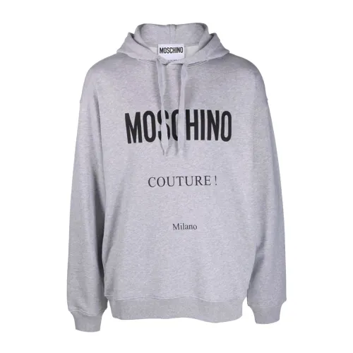 Moschino , Logo Hooded Sweatshirt ,Gray female, Sizes: