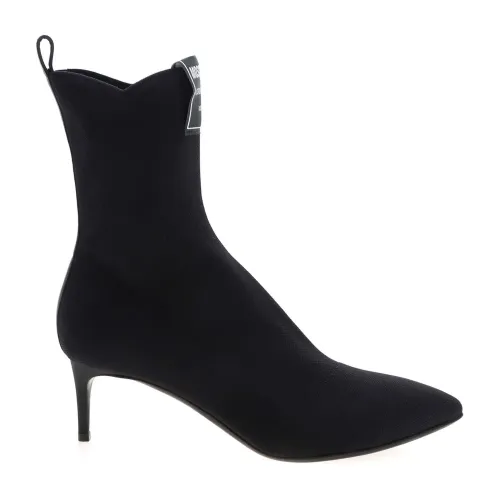 Moschino , Logo Label Pointed Ankle Boots ,Black female, Sizes: