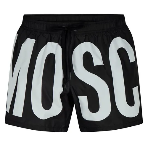 MOSCHINO Logo Maxi Print Swim Shorts - Black