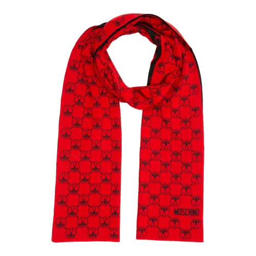Moschino , Logo Pattern Wool Scarf ,Red female, Sizes: ONE