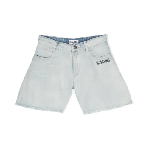 Moschino , Logo Print Denim Shorts ,Blue female, Sizes: