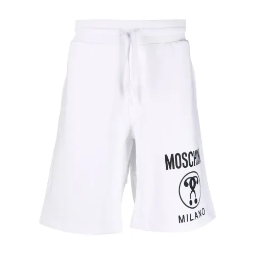 Moschino , Logo-Print Knee-Length Shorts ,White male, Sizes: