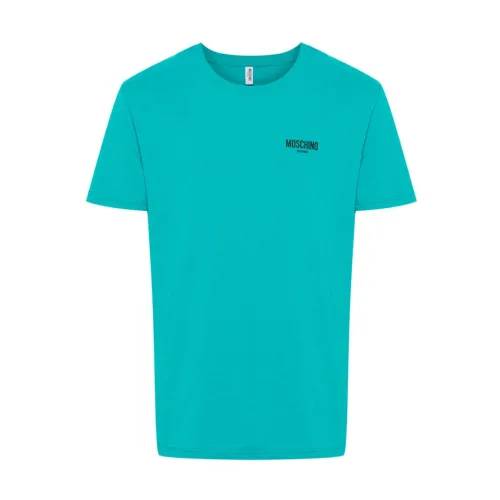 Moschino , Logo T-shirt in Light Blue ,Blue male, Sizes: