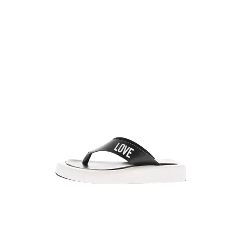 Moschino , Love Two-Tone Row30 Thong Sandals ,Black female, Sizes: