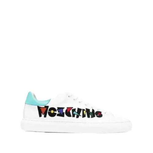 Moschino , Low Top Sneakers with Round Logo ,White male, Sizes: