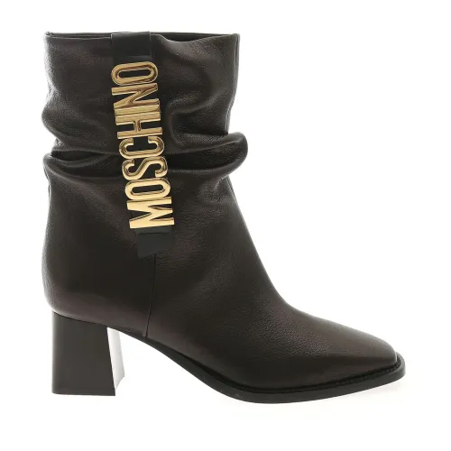Moschino , Luxurious Black Logo Ankle Boots ,Black female, Sizes: