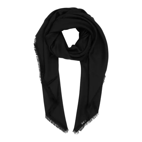 Moschino , Luxury Logo Pattern Wool and Silk Winter Scarf ,Black female, Sizes: ONE