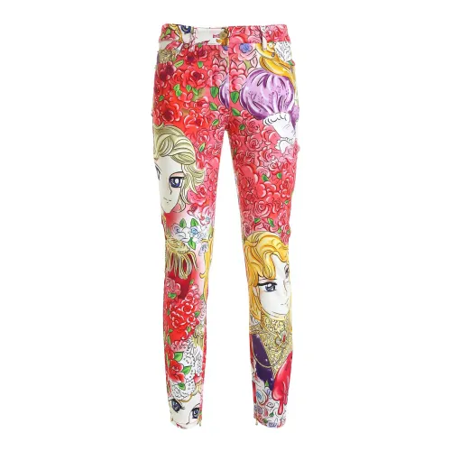 Moschino , Marie Antoinette Print Skinny Trousers ,Multicolor female, Sizes: