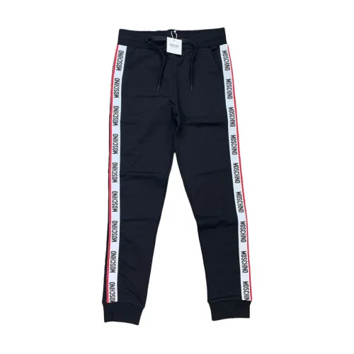 Moschino , Men`s Black Track Pants with Side Stripes ,Black male, Sizes: