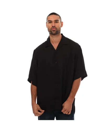 Moschino Mens Couture Jacquard Bowling Shirt in Black Viscose