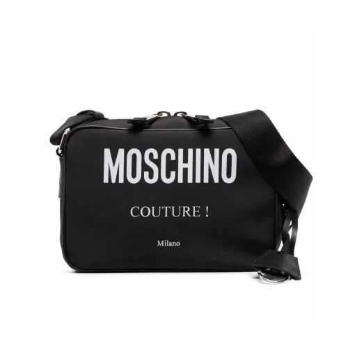 Moschino , Men`s Crossbody Bag with Logo Print ,Black male, Sizes: ONE SIZE