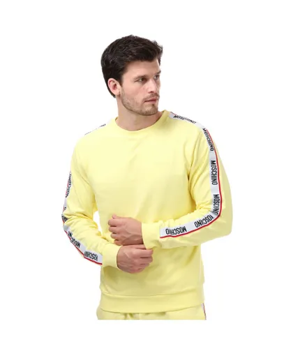 Moschino Mens Tape Sweatshirt in Yellow Cotton