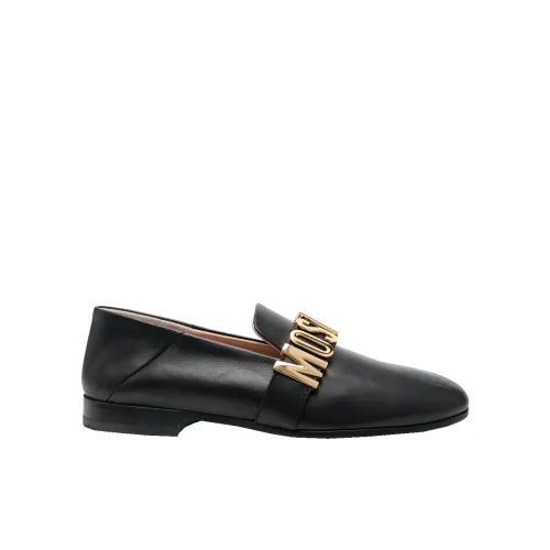 Moschino , Metallic Letters Loafers ,Black male, Sizes: