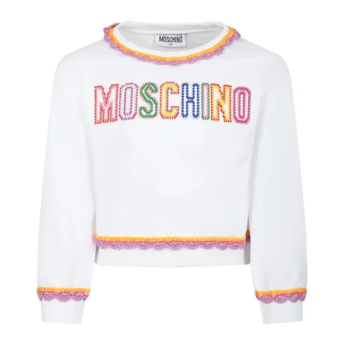 Moschino , Multicolor Embroidered Logo Sweatshirt ,White unisex, Sizes: