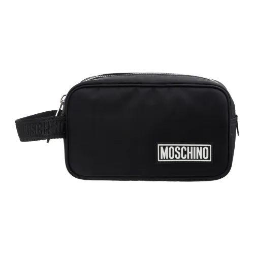 Moschino , Patterned Toiletry Bag with Zip Closure ,Black male, Sizes: ONE SIZE