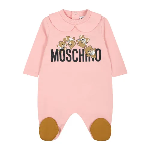 Moschino , Pink Cotton Jumpsuit with Teddy Bear ,Pink unisex, Sizes: