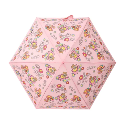 Moschino , Pink Floral Umbrella with Toy Bear ,Pink female, Sizes: ONE SIZE