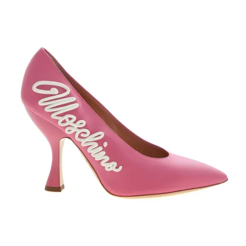 Moschino , Pink Leather Logo Pointed Pumps ,Pink female, Sizes:
