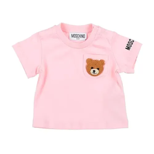 Moschino , Pink Neonata T-shirt with Logo ,Pink female, Sizes: