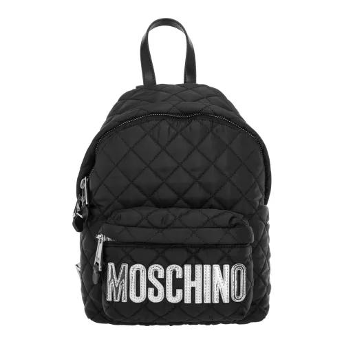 Moschino , Plain Logo Backpack with Zip Closure ,Black female, Sizes: ONE SIZE