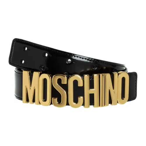Moschino , Plain Logo Belt with Buckle Closure ,Black male, Sizes: