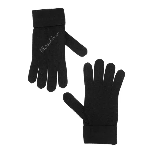 Moschino , Plain Logo Gloves ,Black female, Sizes: ONE