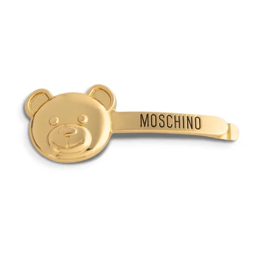 Moschino , Plain Logo Hair Clip with Hook-and-Eye Closure ,Yellow female, Sizes: ONE