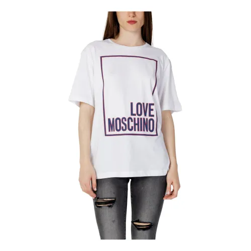 Moschino , Printed White Cotton T-Shirt ,White female, Sizes: