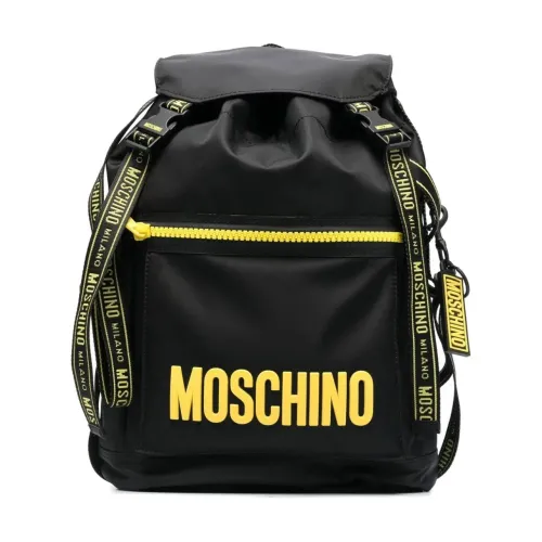 Moschino , Recycled Logo Print Backpack ,Black unisex, Sizes: ONE SIZE