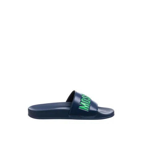 Moschino , Rubber Sliders for Men ,Blue male, Sizes: