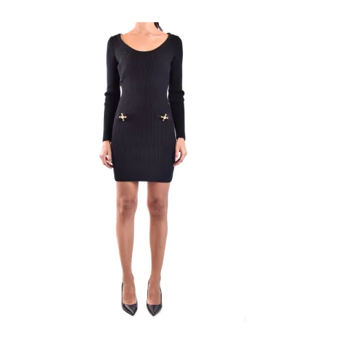 Moschino , Short Day Dress with V-Neckline ,Black female, Sizes:
