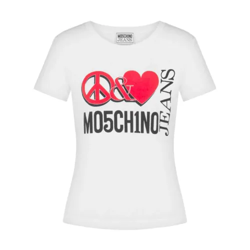 Moschino , Short Sleeve T-Shirt with Logo Print ,White female, Sizes: