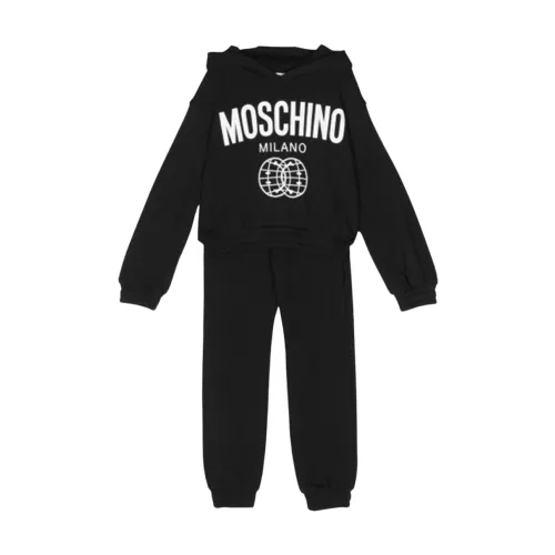 Moschino , Sporty Hoodie and Pants Set ,Black unisex, Sizes: