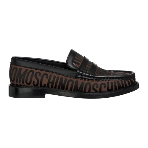 Moschino , Stylish Logo Loafers for Women ,Brown female, Sizes: