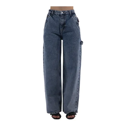 Moschino , Stylish Wide Jeans for Women ,Blue female, Sizes: