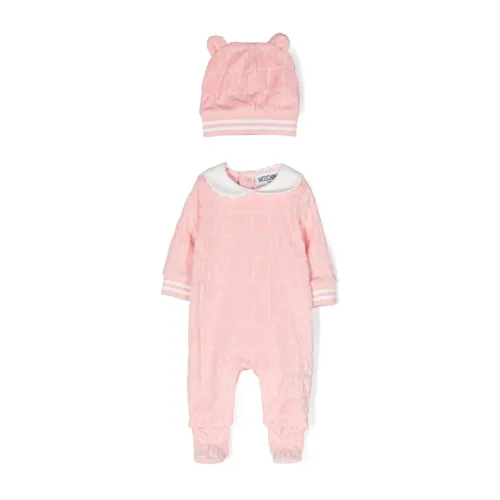 Moschino , Sugar Rose Romper and Hat ,Pink unisex, Sizes: