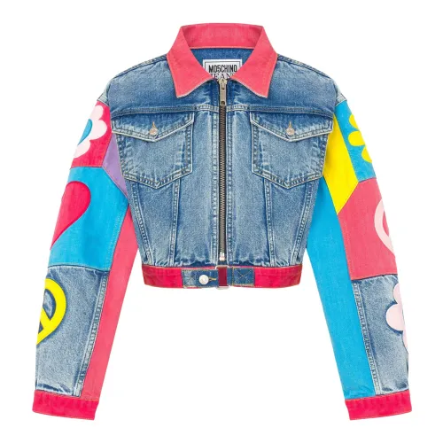 Moschino , Symbol Patches Denim Jacket ,Multicolor female, Sizes: