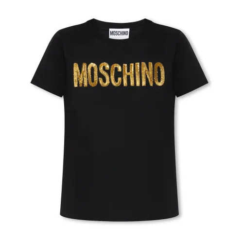 Moschino , T-shirt with logo ,Black female, Sizes: