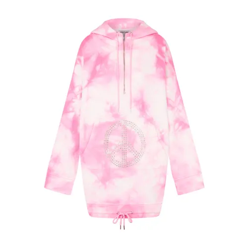 Moschino , Tie-Dye Cotton Hoodie with Zipper ,Pink female, Sizes: