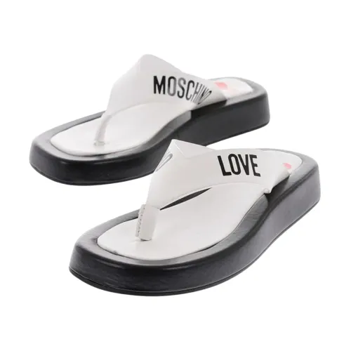 Moschino , Two-Tone Thong Sandals for Summer ,White female, Sizes: