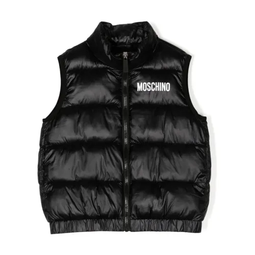 Moschino , Unisex Black Logo Gilet with Lettering and Print ,Black male, Sizes: