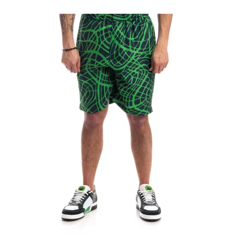 Moschino , Wave Line Print Twill Bermuda Shorts ,Multicolor male, Sizes: