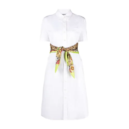 Moschino , White Dress with Short Sleeves and Pockets ,White female, Sizes: