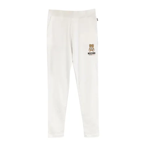 Moschino , White Jogging Pants with Ribbed Waistband ,White female, Sizes: