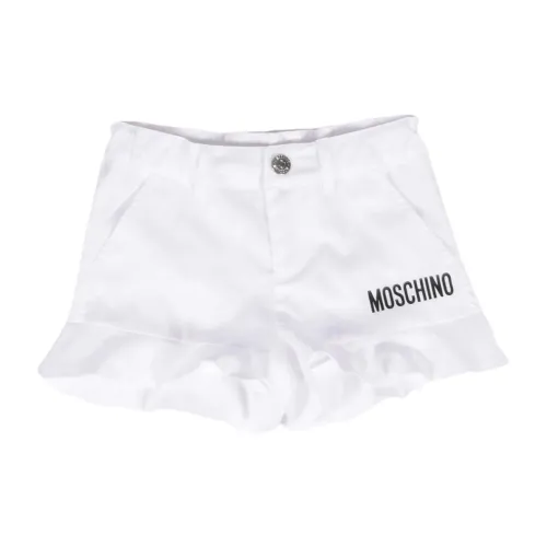 Moschino , White Kids Shorts with Black Logo ,White female, Sizes:
