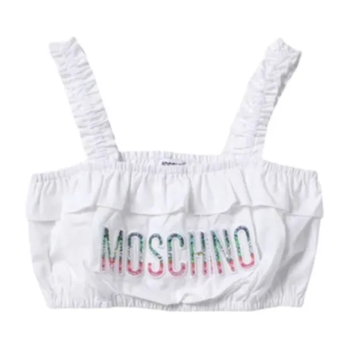 Moschino , White Kids Top with Elasticized Details ,White female, Sizes: